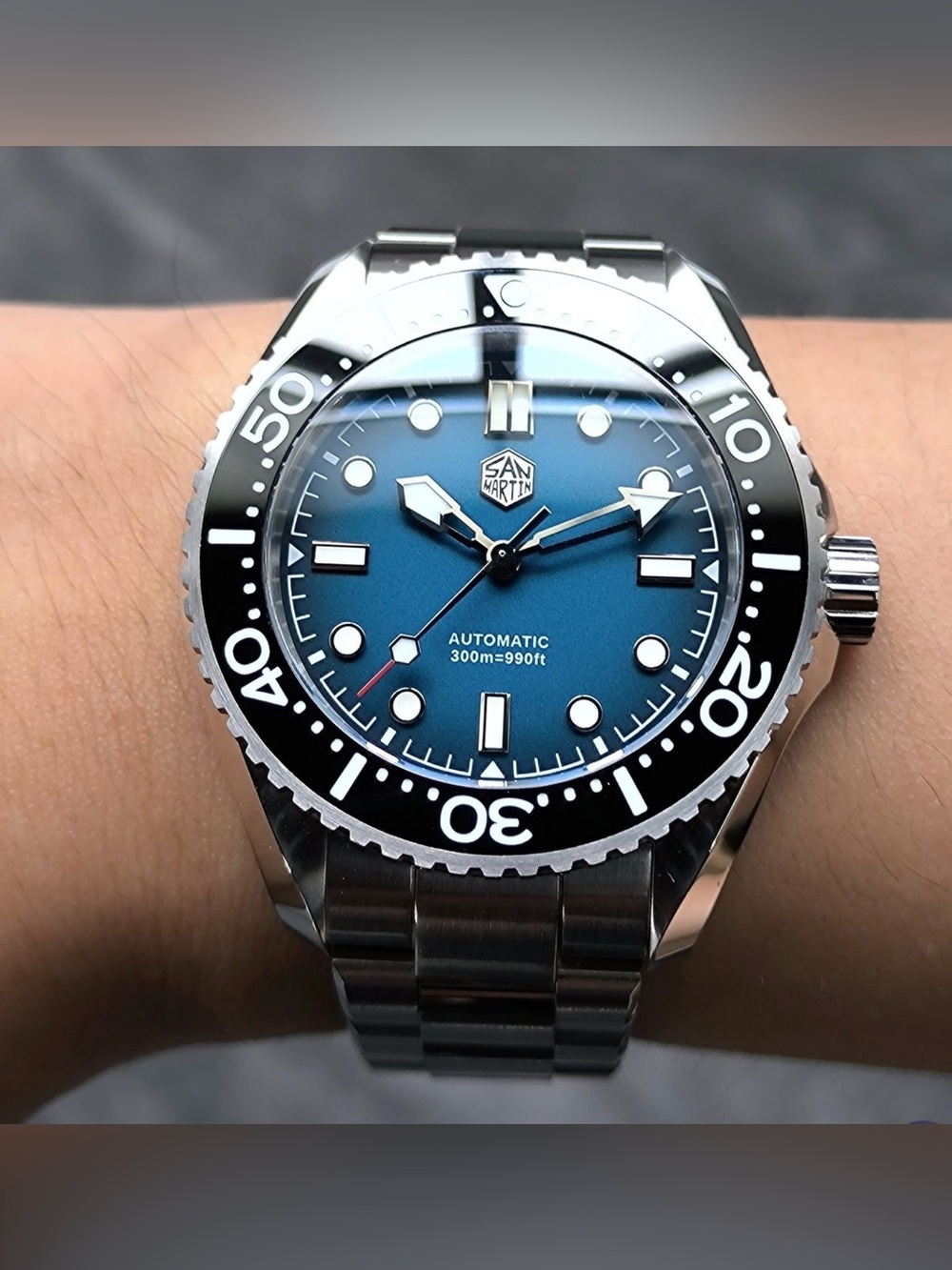 San Martin SN0036-G-B Automatic 42.5mm 300m Blue/Black Dive Watch